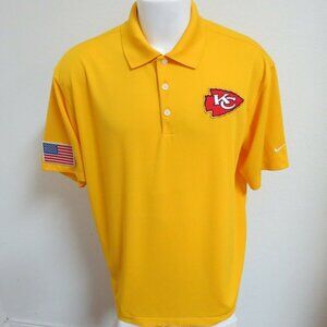 Sz L Yellow CHIEFS Nike Dri-Fit Men's db #280 Polo Shirt